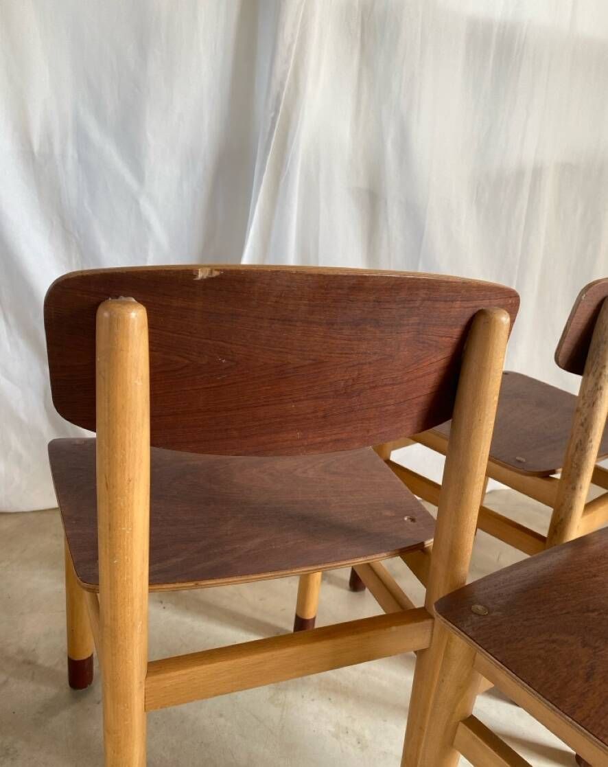 Quatre chaises basses Kvetny et Sonners Stolefabrik Danemark 1960