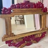 LARGE ITALIAN MIRROR in ART DECO style in gilded wood with fruit decoration