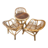 Salon rotin table et trois chaises