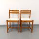 Pair of vintage chairs in pine and white terry fabric from the 70s