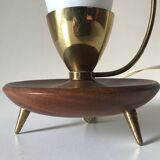 Lamp tripod teak and opaline 1960