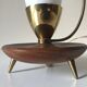 Lampe tripode teck et opaline vintage 1960