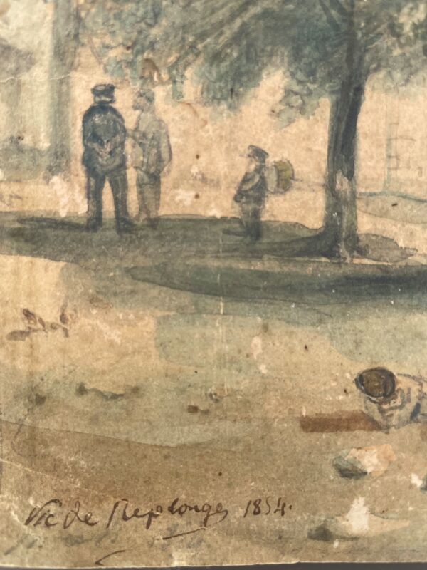 Tableau peinture paysage église Germigny-des-Prés 1854