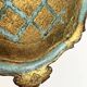 Florentine tray in gilded wood and turquoise with diamond pattern decoration