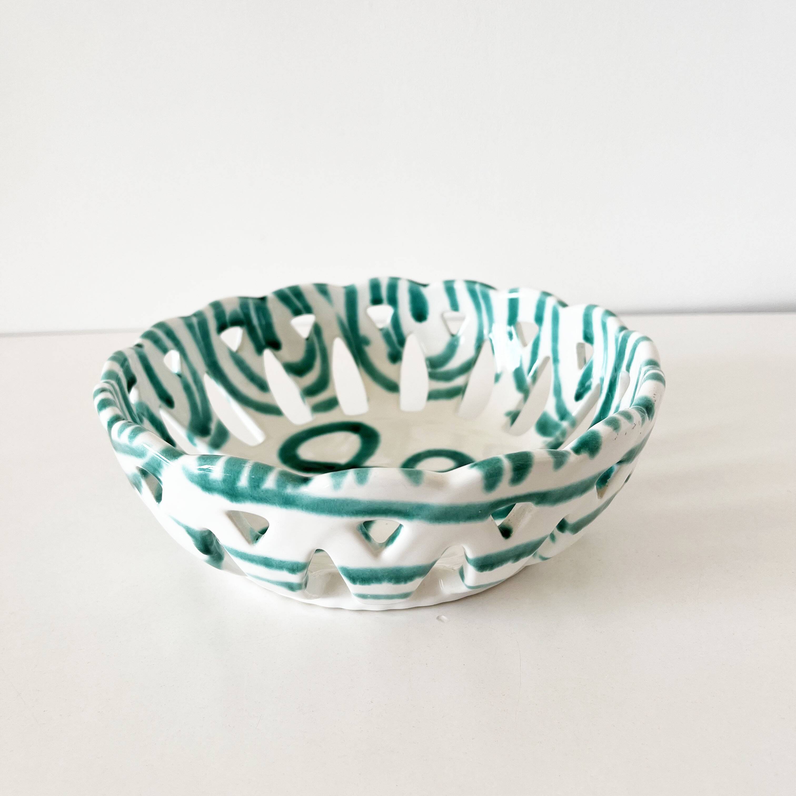 Gmundner Keramik openwork ceramic fruit bowl