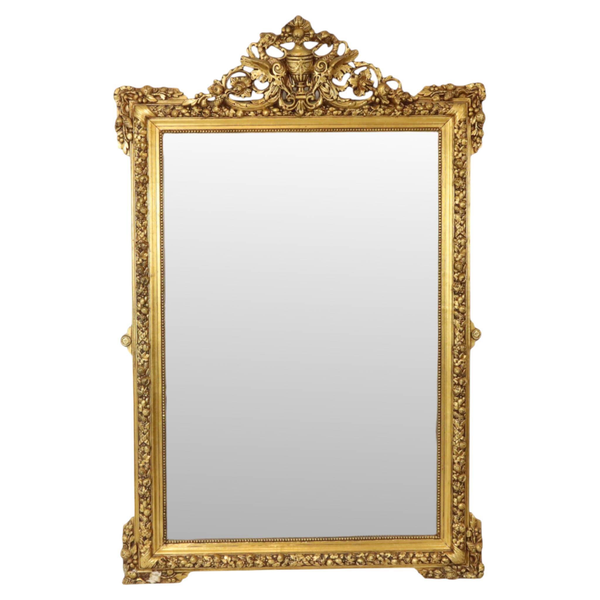 Miroir biseauté doré français antique XL
