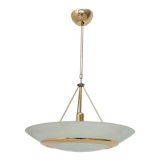 Brass and etched glass bowl pendant