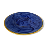 Large Vintage Blue Plate Greek Mediterranean Style - hand painted