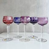 Collection of Lead Crystal Glasses, Colored Wine Glasses