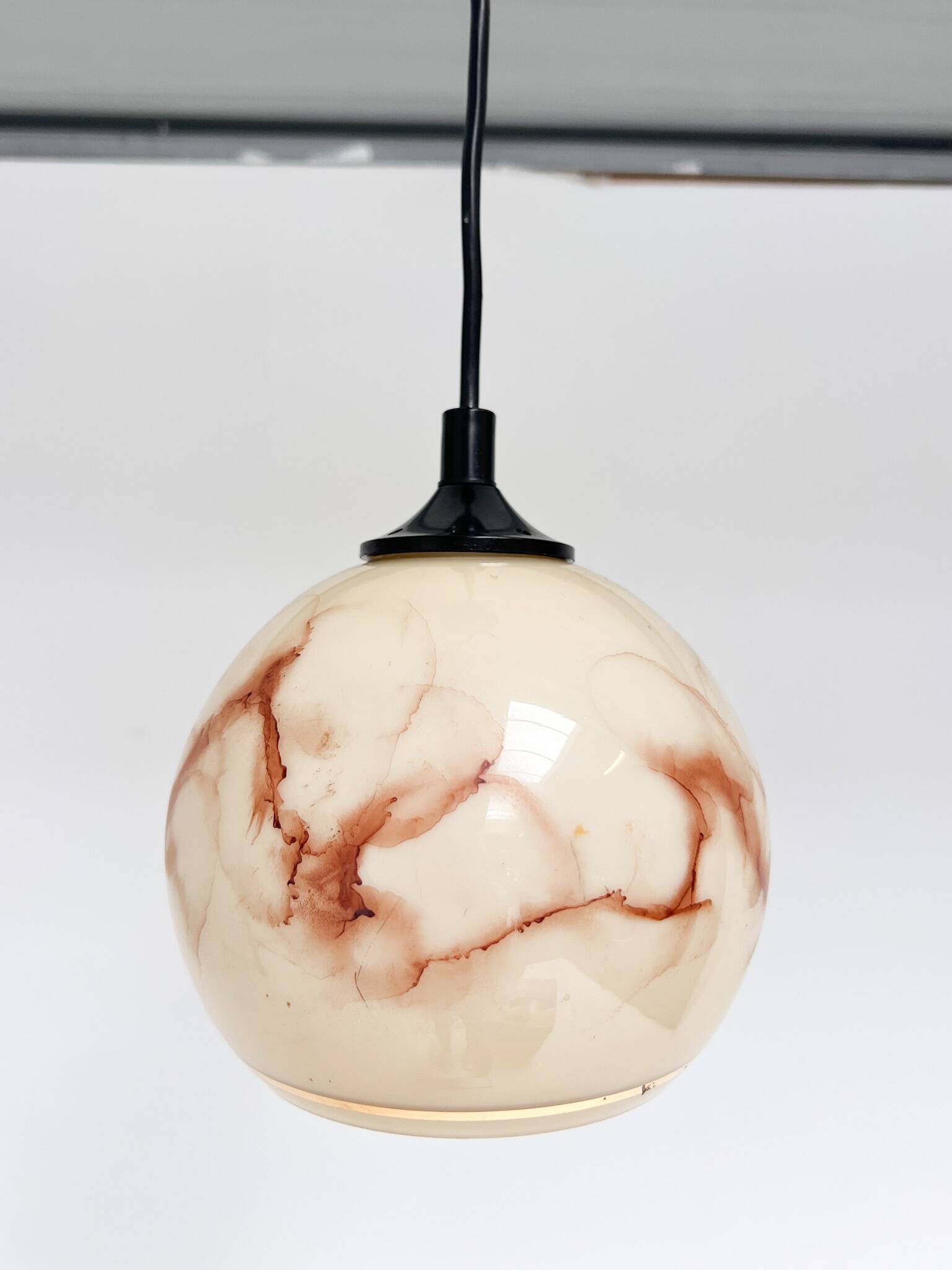 Round vintage ceiling lamp with marble pattern, 1960s