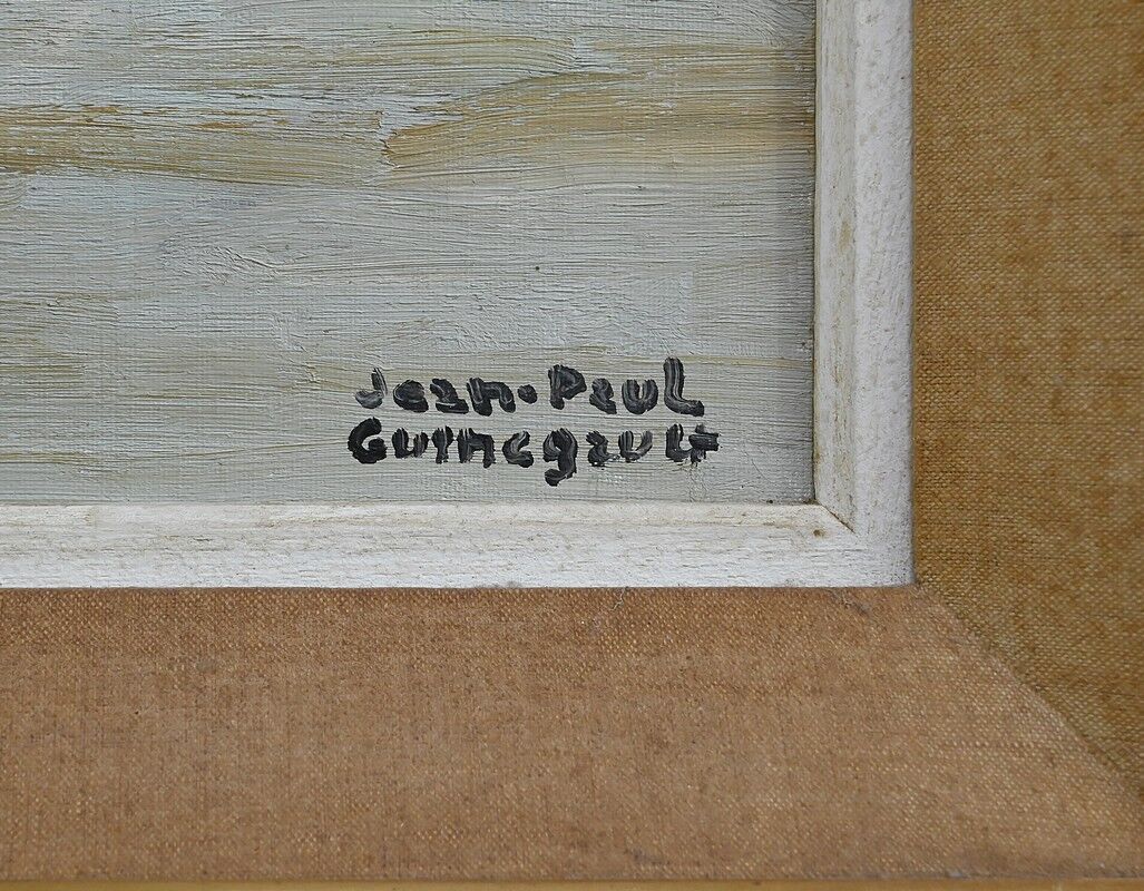 Painting "Boat at Low Tide", signed J-P. Guinegault – 2nd part of the 20th century