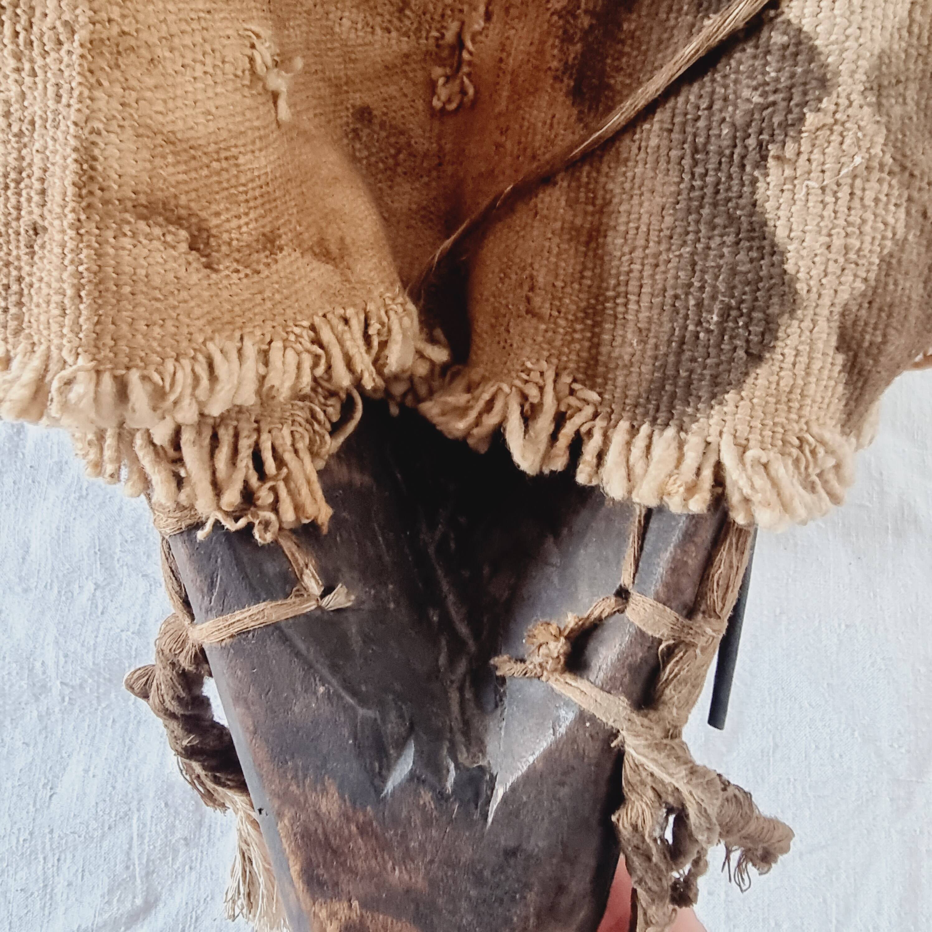 African mask from Mali from the N'Tomo tribe of Marka covered in chiseled brass
