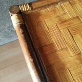 3-tier rattan and bamboo shelf from the 70s vintage