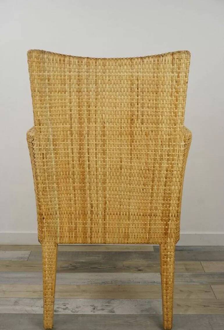 Fauteuil en bois et rotin tressé