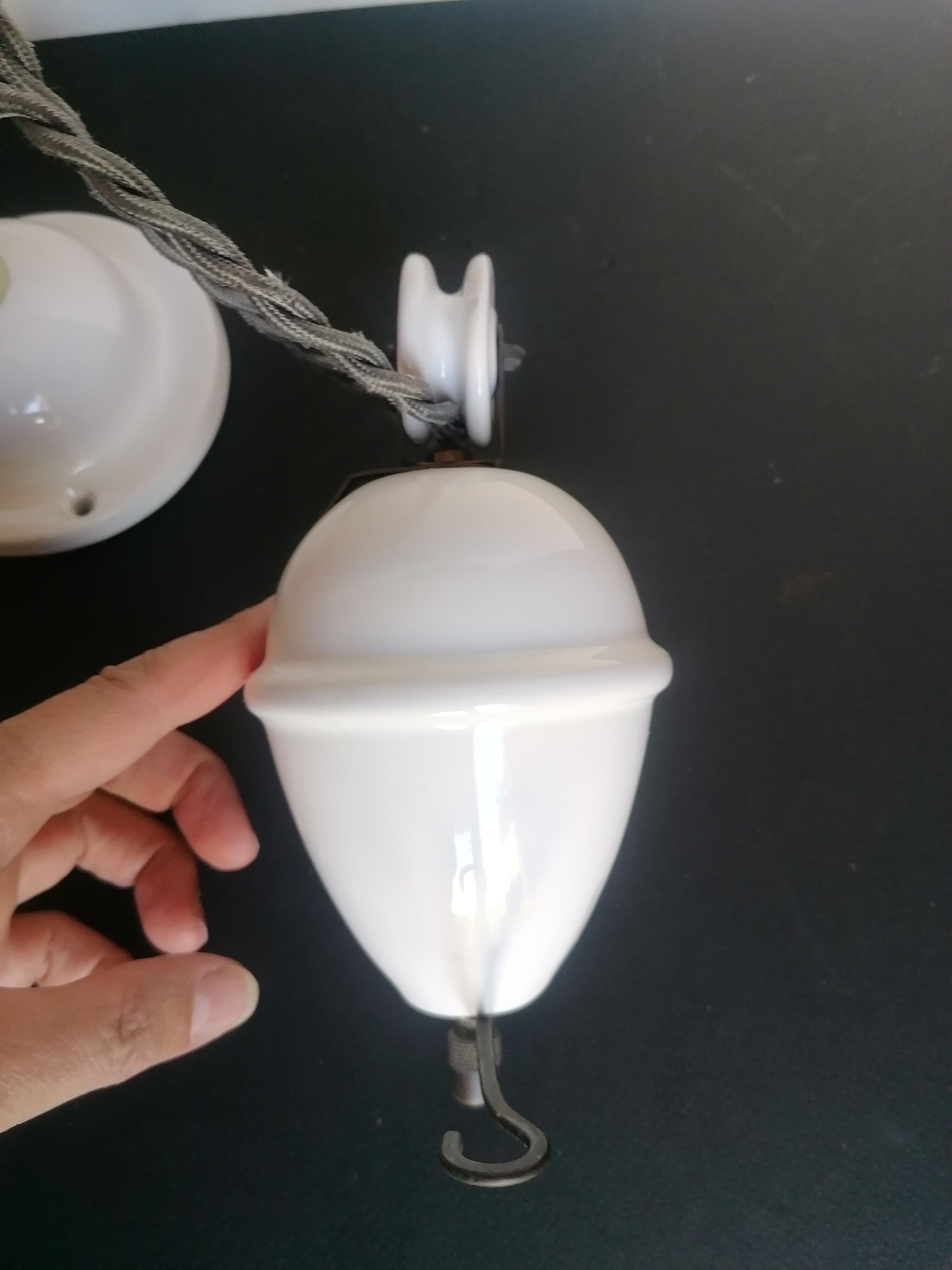 Old white ceramic pendant lamp