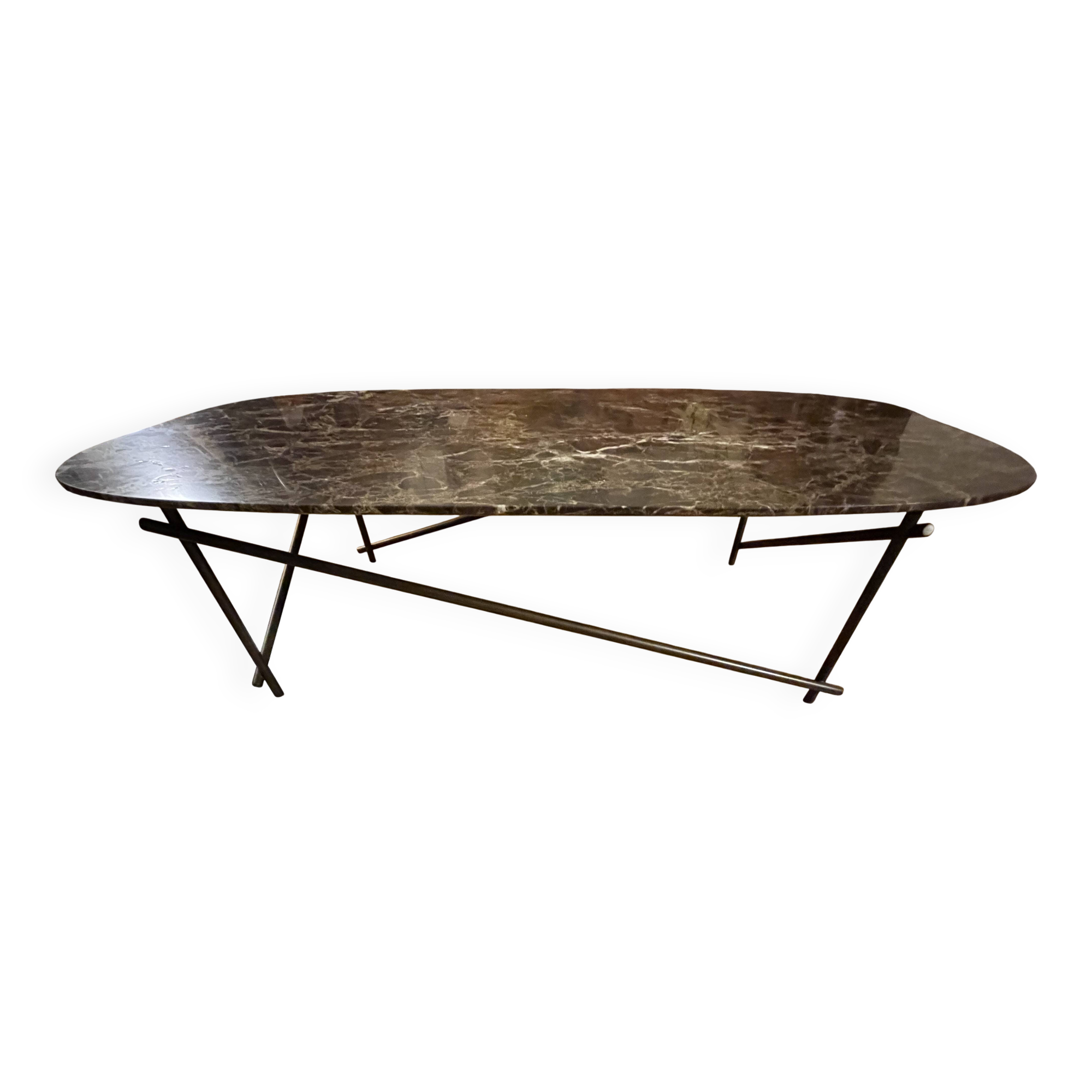Emperador marble coffee table with bronze legs