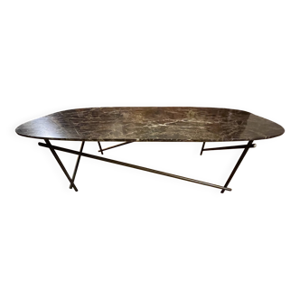 Table basse en marbre Emperador et pieds en bronze