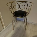 1960s brass and vinyl scroll chair