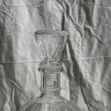 Small cylindrical glass whiskey decanter H:23