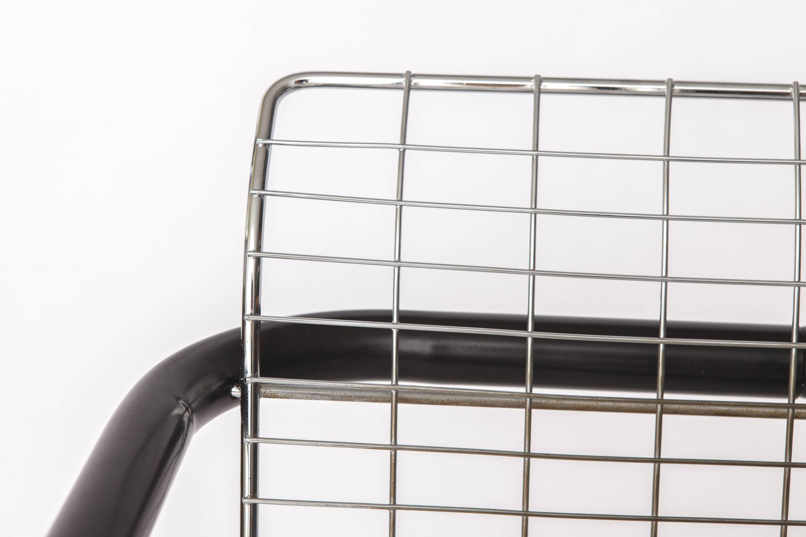 Pair of Vintage Metal Armchairs – Chrome Wire Mesh – Italy 1980s