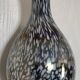 Vase vintage, design moderniste, brun reflets chrome tacheté blanc 25 cm