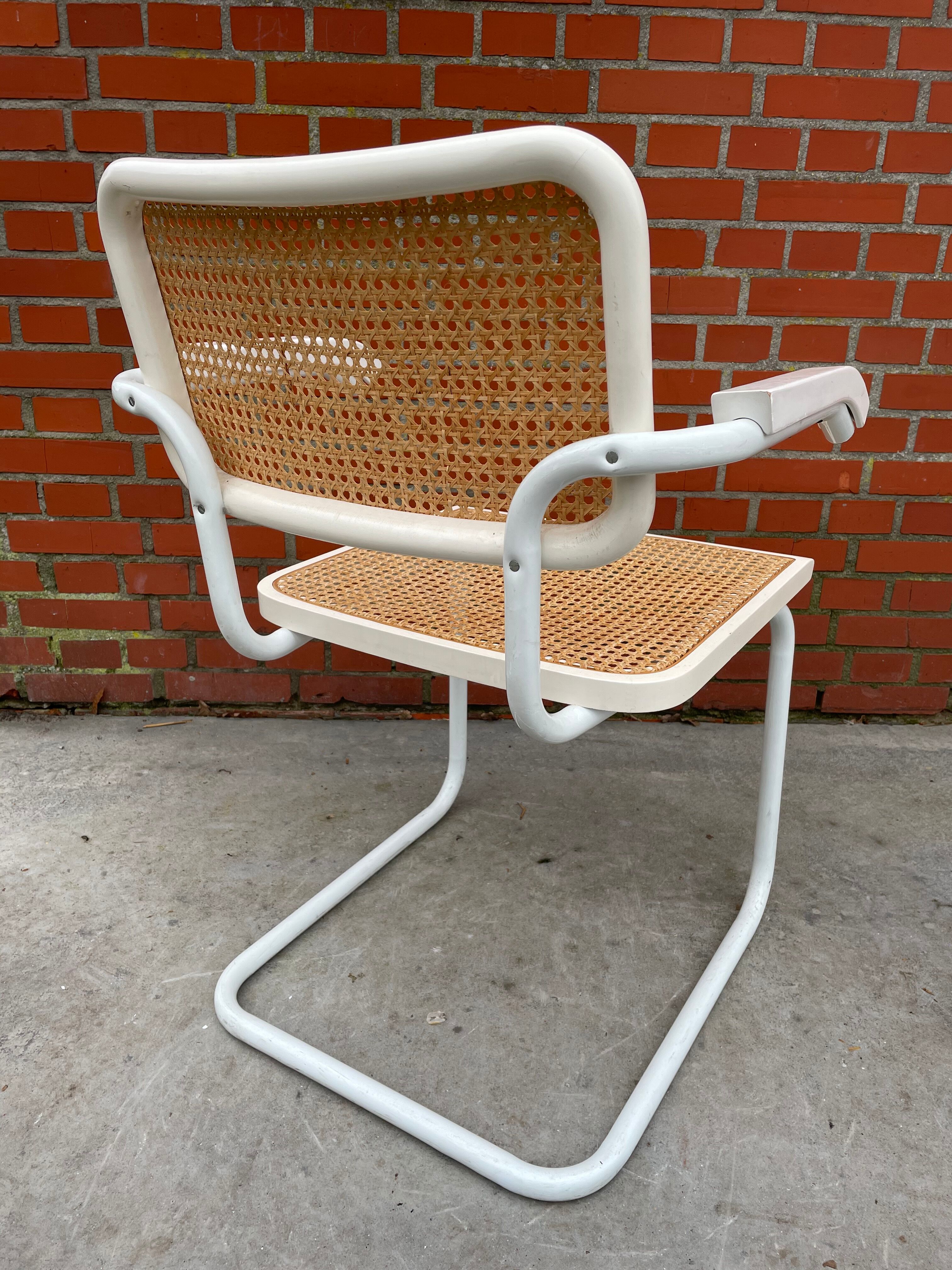 Cesca chair model with armrest in white