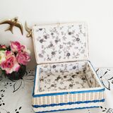 Sewing box, work box, scoubidou, blue