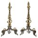 Pair of gilded bronze andirons decorated with serpents.
