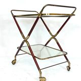 Mid-century brass and wood bar cart, Italy 1950s