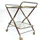 Mid-century brass and wood bar cart, Italy 1950s