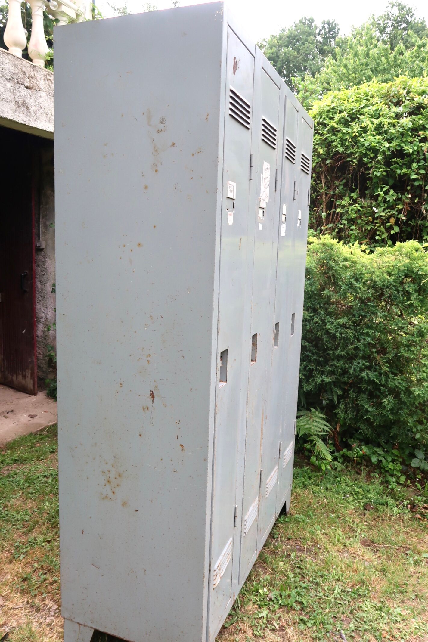 Grey metal industrial cloakroom