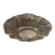Silver metal basket with floral decoration