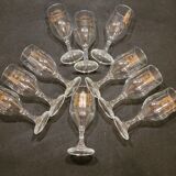 Vintage 10 glasses aperitif Noilly Prat on foot with golden inscription