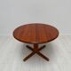 1970s vintage Danish round teak extendable dining table by Langeskov Møbelfabrik