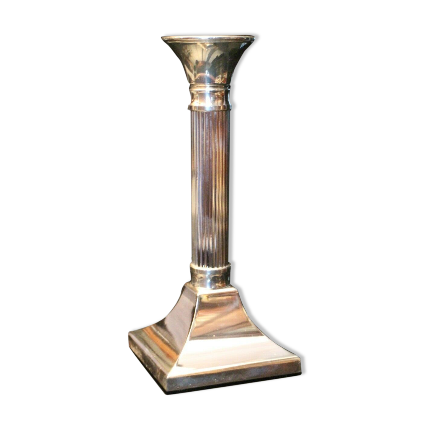 Louis XVI-style silver metal square-shaped candlestick
