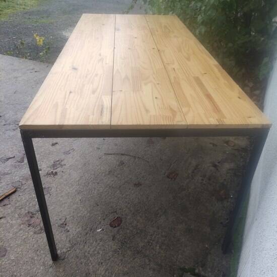 Industrial wood and metal farm table