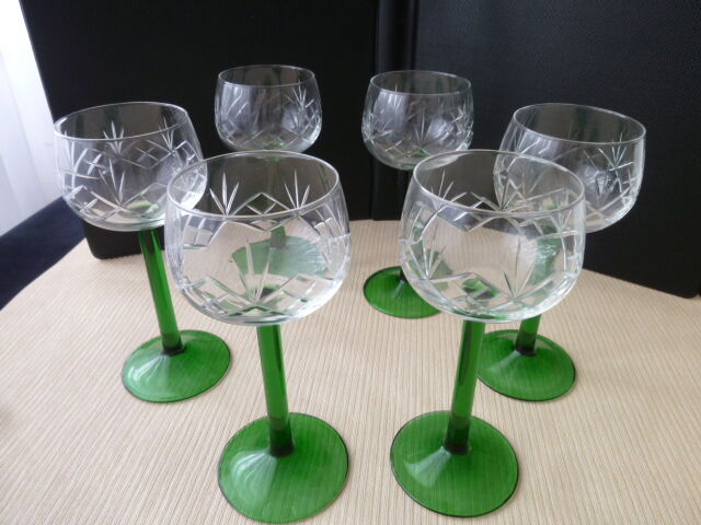 Set de 6 verres à vin d'Alsace en cristallin