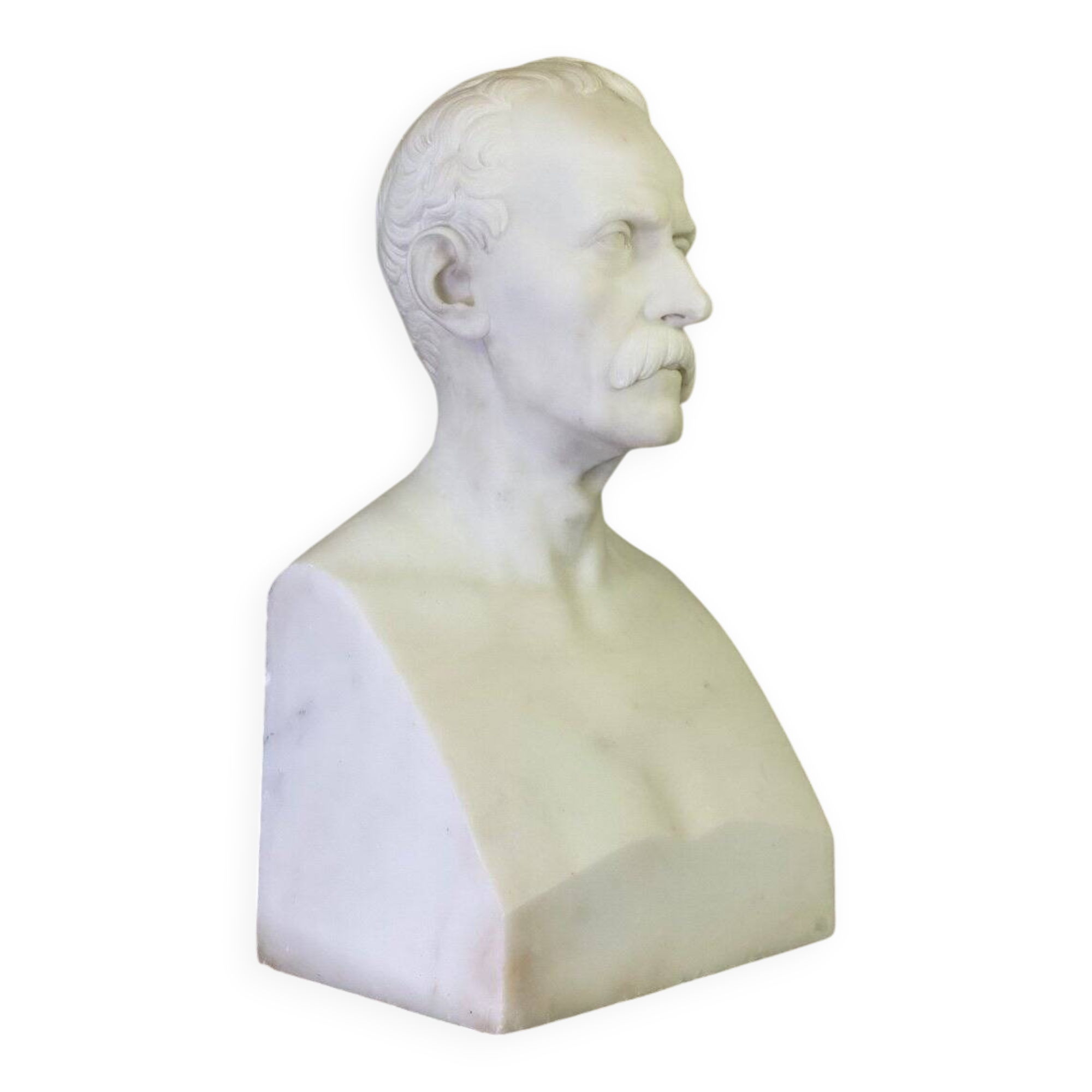 Male bust in Carrara marble, 19th century