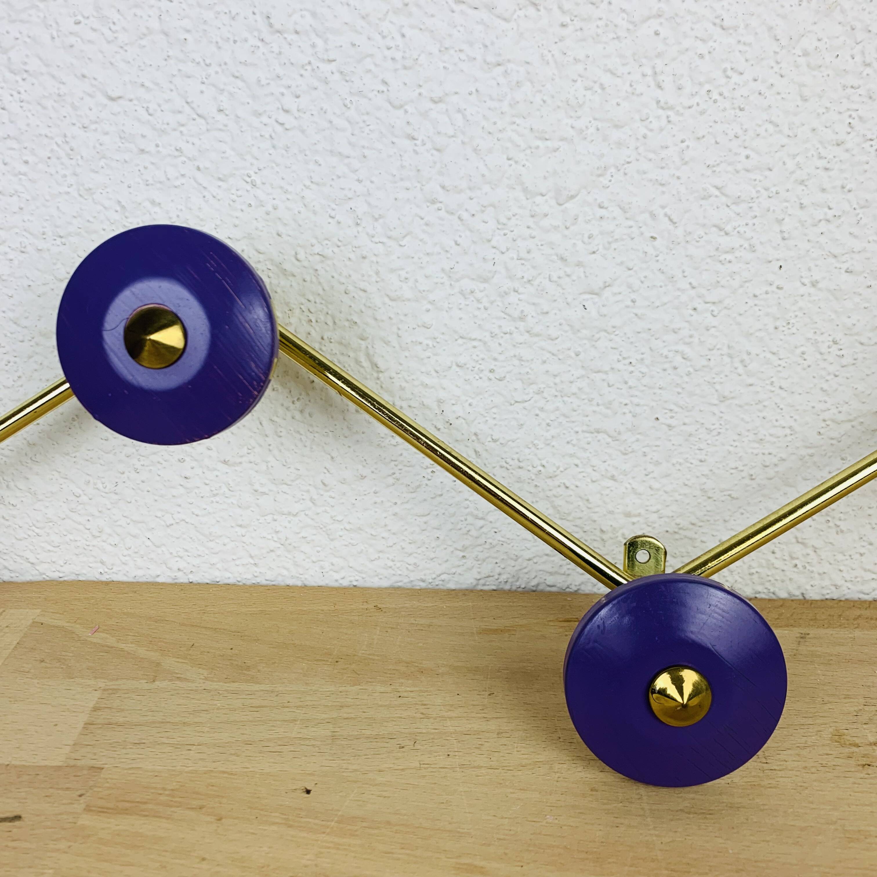 50s wall coat hook in gold metal