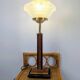 Lampe de table Art Déco pied Monteuse N°25 et verre opalin