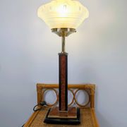 Lampe de table Art Déco pied Monteuse N°25 et verre opalin