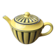 Teapot in yellow and black porcelain stamped Sarreguemines