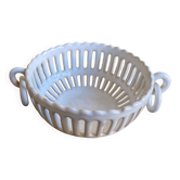 Empire malicorne white openwork ceramic pocket bowl vintage #d
