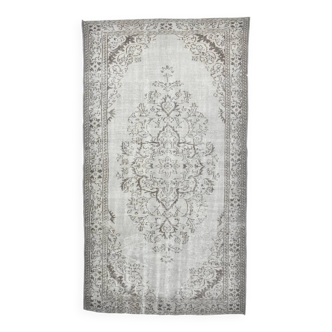 Tapis vintage classique 5x9 nuances de gris et de marron, 150x278 cm