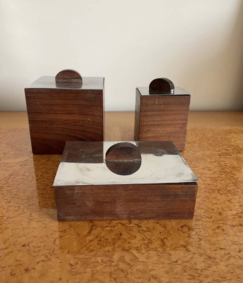 Boîtes Art déco en bois et métal