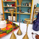 Trio de bougeoirs laiton design année 70