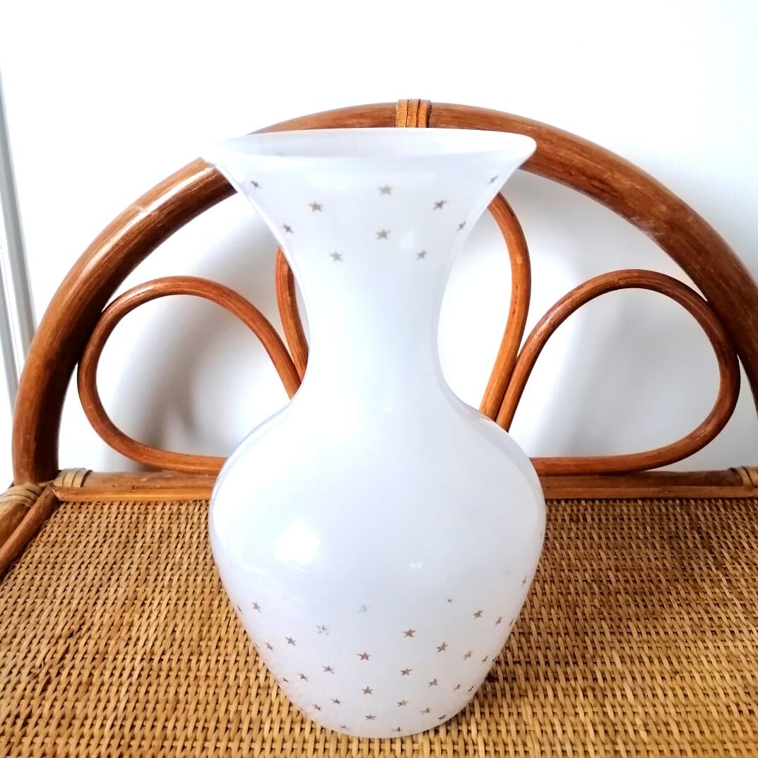 Opaline glass vase with stars