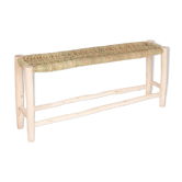 Banc etroit in bois and tressage vegetal