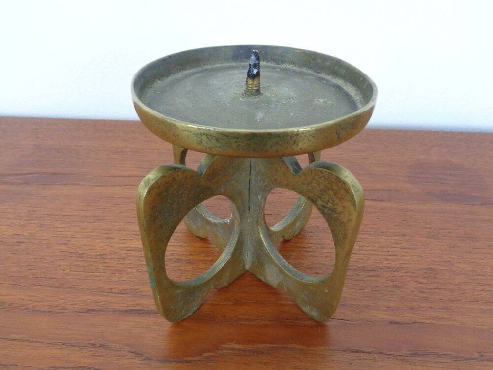 Brutalist Bronze Candle Holder, 1960s