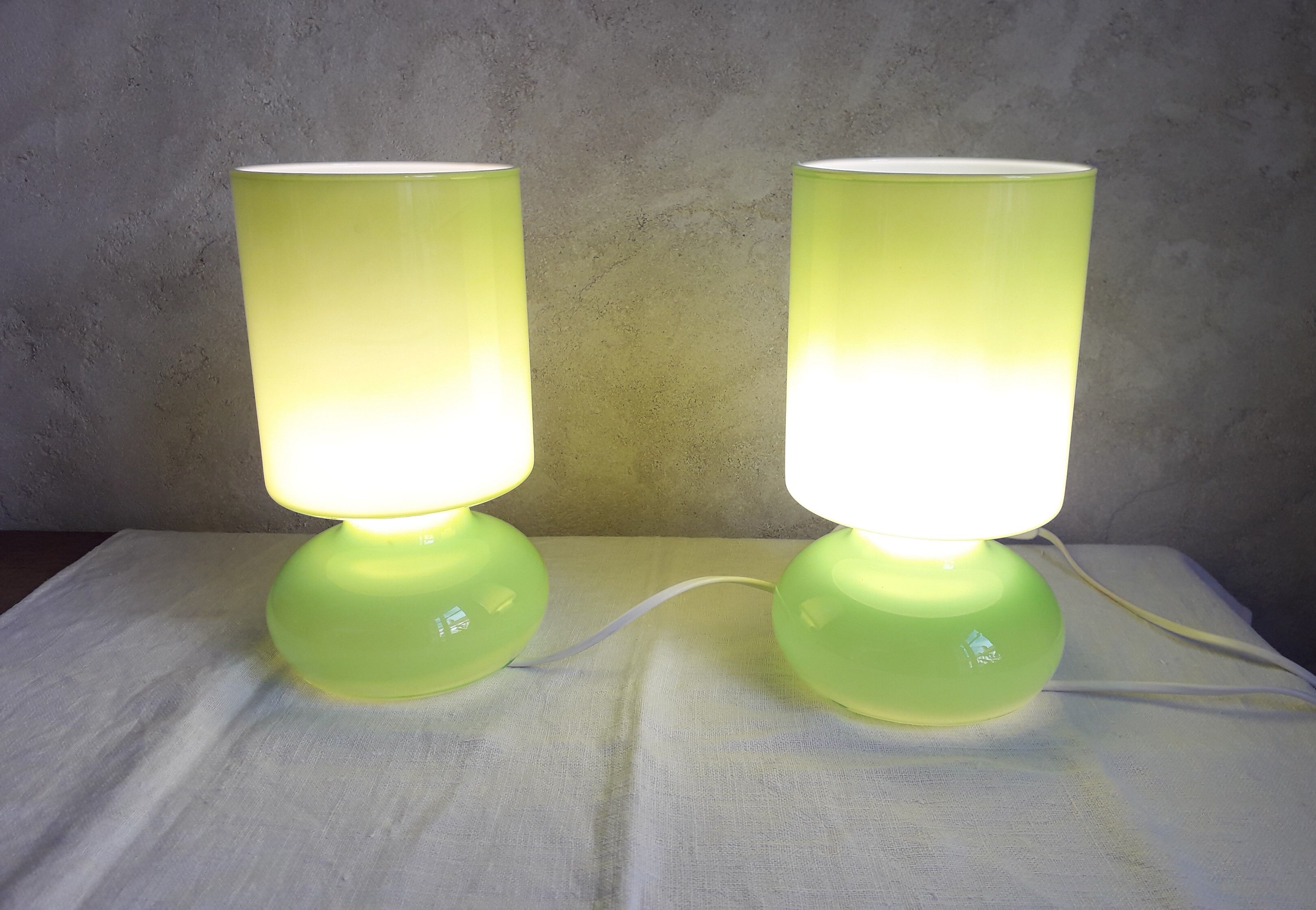 Pair of green lamps Ikea model Lykta 90s